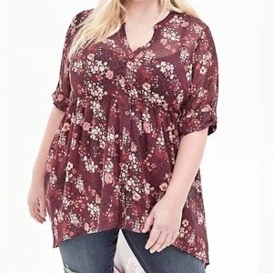 Torrid high low sheer button up